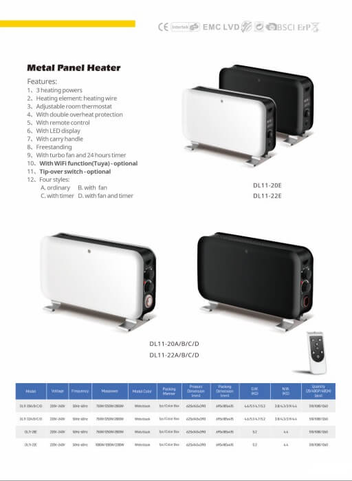 Junheng DL11-20A metal panel room heater