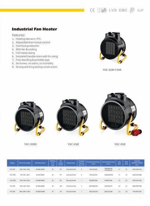 Junheng YXC-03RS industrial fan heater