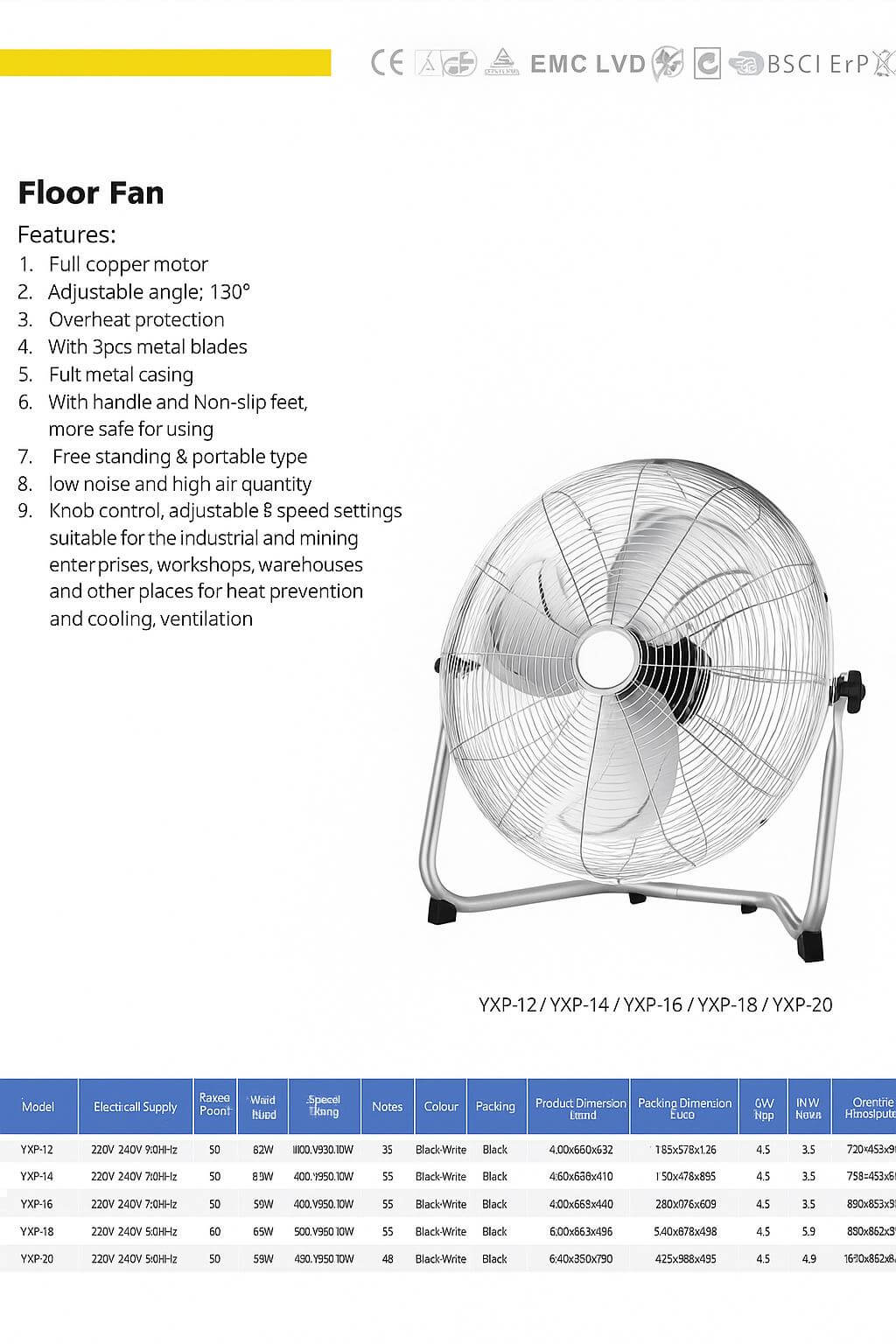 Junheng YXP-12 high-speed floor fan