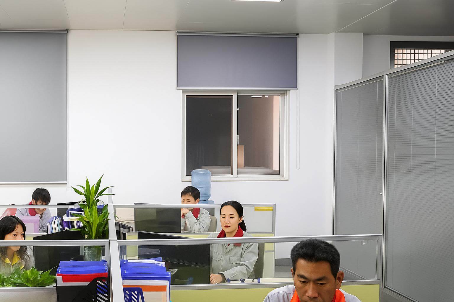 Junheng company office workers handling logistics and product management
